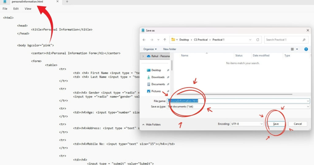 BP210P Practical 2 – Create an HTML Page to Show Personal Information